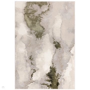 Stellar ST04 Modern Abstract Distressed Shimmer Hi-Low Textured Smooth Soft-Touch Polyblend Short Pile Grey/Cream/Beige/Green Rug-Asiatic Carpets-Rug Love - The Most Loved Rug Store